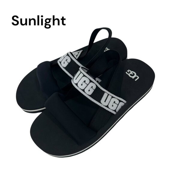 UGG K Zuma Sling Sport Sandals Girls Size 3 Black & White - Picture 11 of 12